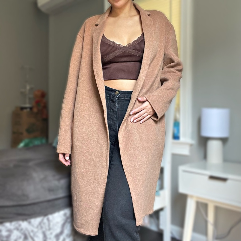 Uniqlo Beige Wool Blend Trench Coat